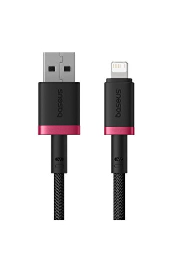 Baseus Data cable USB to Lightning, 2.4A, Fast Charge, 480Mbps, 1m, Nylon Resistant, Red Black