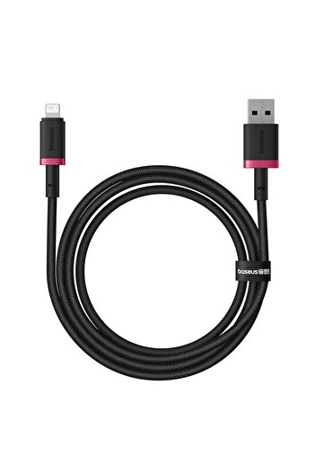 Baseus Data cable USB to Lightning, 2.4A, Fast Charge, 480Mbps, 1m, Nylon Resistant, Red Black