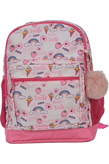 Pippa Girl's Three-Eyed Pink Elementary School Triple School Bag Set - Ice Cream and Rainbow - Ppset5310