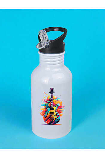 lili hediyelik Guitar Printed Water Bottle 600 ml - Sports Bottle, Large Water Bottle, Sports Bottle, Sports Bottles