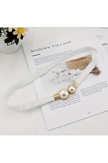 Mynoa Pearl-Embellished,Elastic Women's Belt,Coat Belt,Dress Belt,Waist Belt,Pantalon Belt.