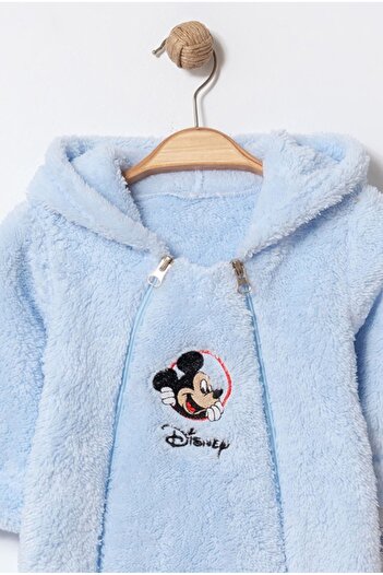Chicsy Baby Kışlık Tatlı Disney Mickey Mouse Welsoft Bebek Tulum Kapüşonlu Çift Fermuarlı