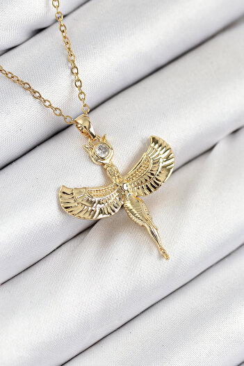 Clariss 316L Steel Zircon Stone Angel Model Gold Color Women's Necklace