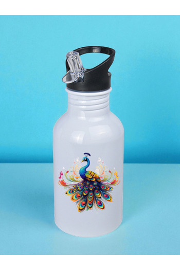 lili hediyelik Peacock Printed Water Bottle 600 ml - Sports Water Bottle, Large Water Bottle, Sports Bottle, Sports Water Bottles