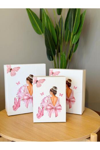 KOLİX Bride Butterfly Model Dowry Box - Set of 3 - Bride Box - Bride Bundle Box - Bride Gift Box