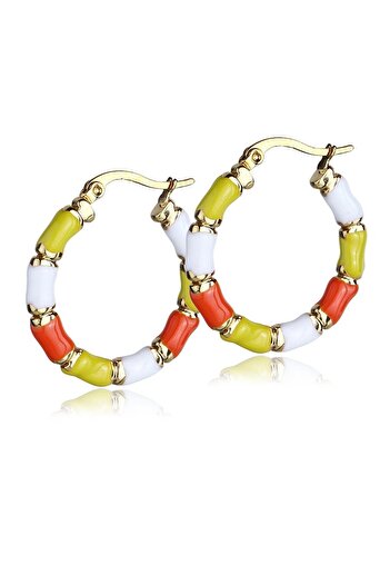 Klips Concept Colorful Bead String Steel Hoop Earrings