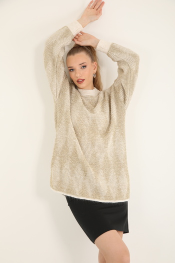 Suede Style 51118 - Stylish Comfortable Silvery Women's Knitwear Long Sweater