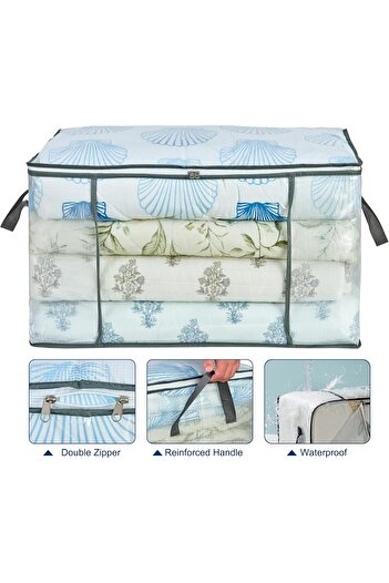 Yelajoy 80L Clear Large Storage Bag,Foldable Organizer with Sturdy Handle and Zippers,for Closet,Underbed