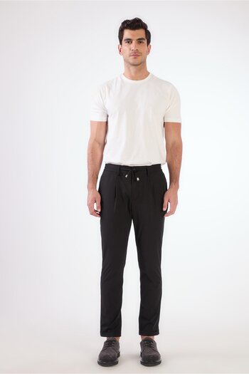 Dufy Μαύρο ανδρικό παντελόνι Jogger με κορδόνια Slim Fit