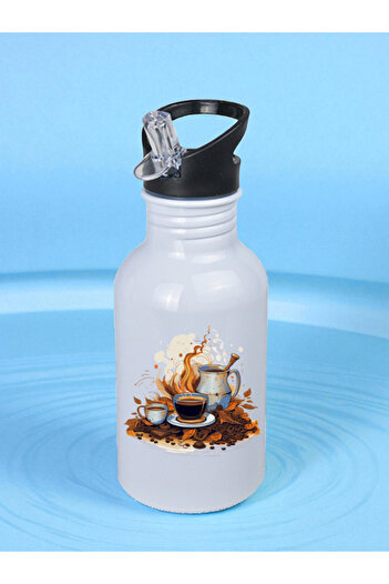 lili hediyelik Coffee Flask Water Bottle 600 ml - Children's Water Bottle, Children's Water Flask