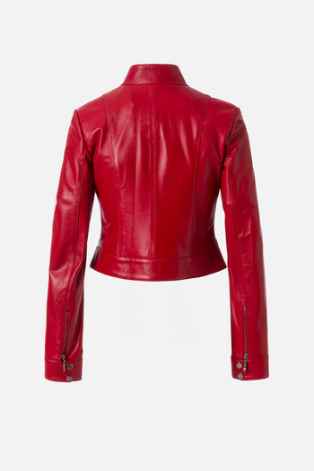 Dericlub Kelly Women's Real Leather Coat Red