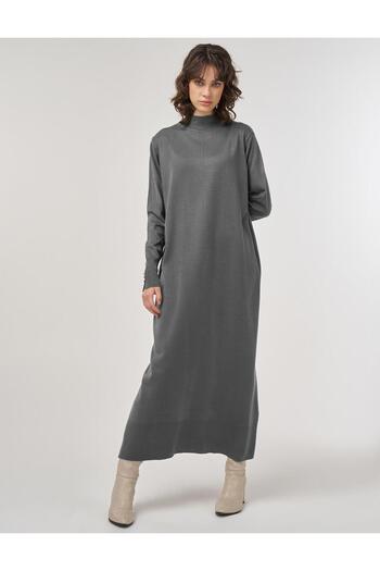Kayra Half Turtleneck Knitwear Dress Anthracite Ka-Sz-Trk04