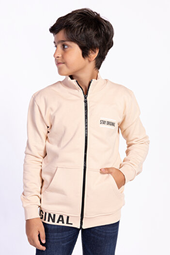 Toontoy Boy's Printed Kangaroo Pocket Cardigan