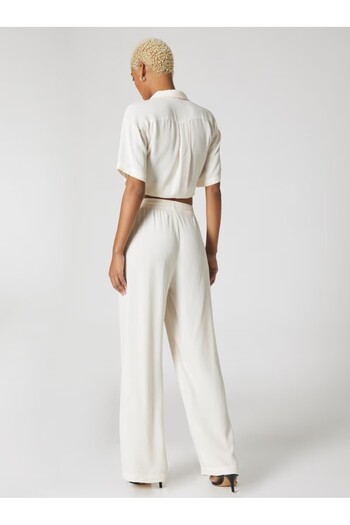 A LOT LESS Leila cream wide-leg trousers