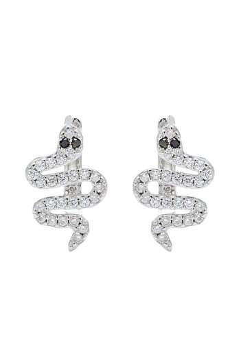 Bijuteria SORELLY Silver Snake Earrings with Zirconia Stones