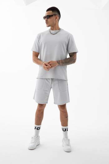Kozik Men's Shorts Set High Quality 100% Cotton Basic T-Shirt & Shorts Combination Relaxed Casual Set
