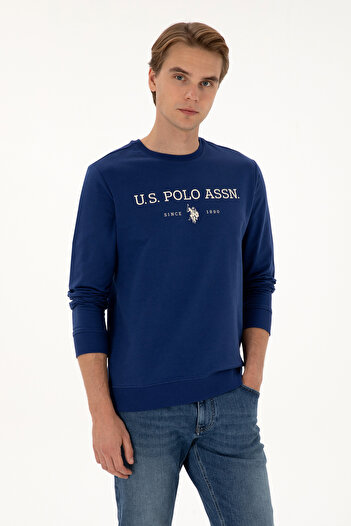 U.S. Polo Assn. Erkek Regular Fit Bisiklet Yaka İndigo İnce Basic Sweatshirt 50313743-VR028