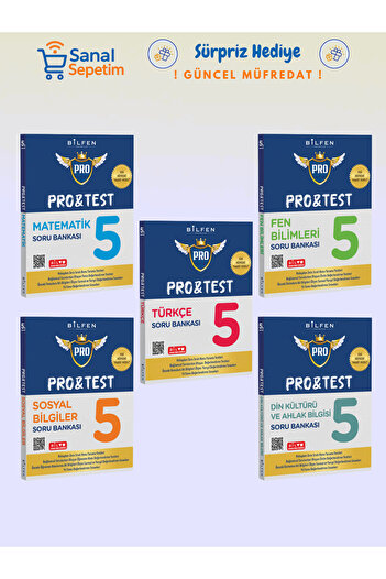 Bilfen Yayıncılık PRO&TEST 5. Sınıf Matematik-Türkçe-Fen B.-Sosyal B.-Din K.- Soru Bankası