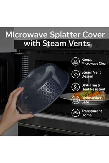 La'Ventraa Microwave Splatter Cover with Steam Vents – BPA-Free Dome Lid for Food – Dishwasher Safe
