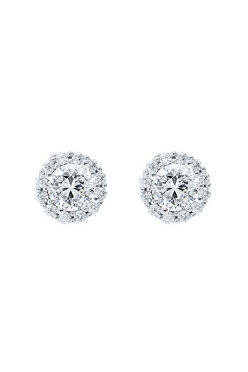 Bijuteria SORELLY Round Halo Silver Earrings