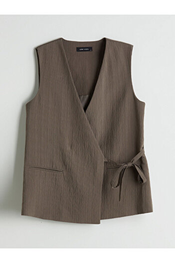 LC Waikiki New Season Double-Breasted Collar Textured Women's Classic Vest