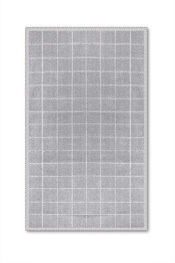 Bluenity Basıd Grıd Natural Cotton 2-Piece Bath Mat Set 60X100 50X60 Gray