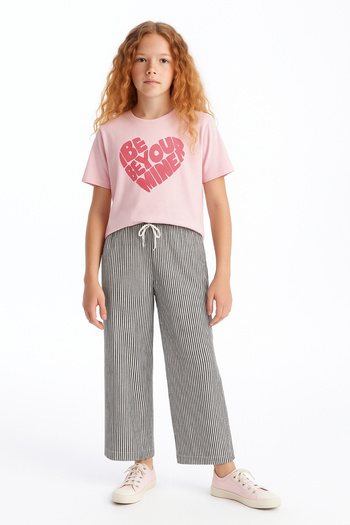 AHENGİM Girl's Basic Fabric Waterway Seasonal Single Bottom Ak2515-1