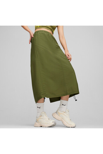 Puma Womens DARE TO Midi Woven Skirt - Green