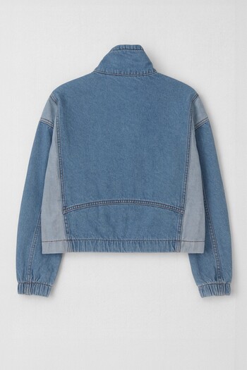 Bluewhite Women's Color Block Oversize Jean Jacket