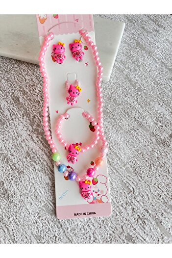 EMKSHOP Children's Gift Set Necklace Bracelet Ring Clip-On Earrings