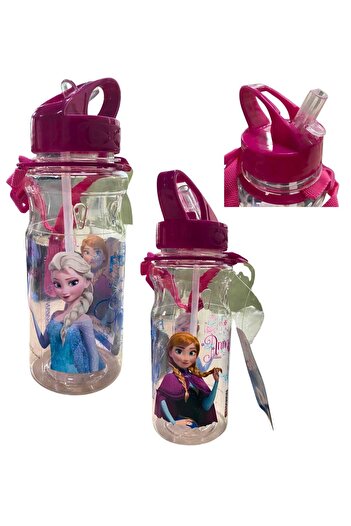 Disney Frozen Anna & Elsa Licensed Water Bottle with Straw - Children's Water Bottle 500 ml