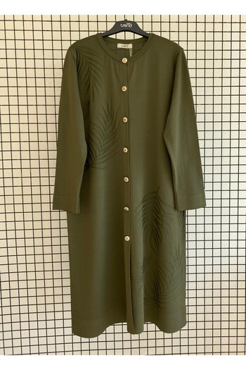 Armine Leaf Patterned Buttoned Knitwear Cardigan - Steel Knit
