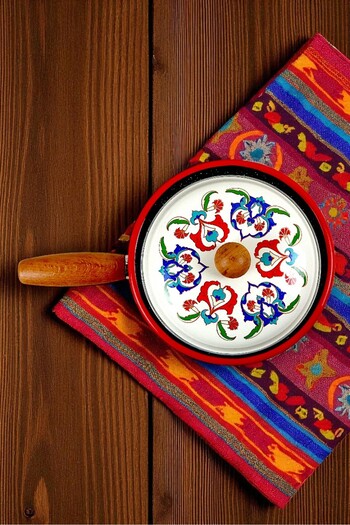 İnci Emaye 20 No Enamel Pot with Lid, Serving, Dining Camping, Picnic, Dowry