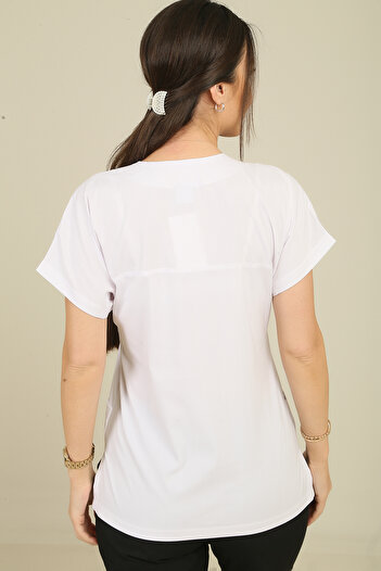 DENİZ İŞ Γυναικείο μπλουζάκι Yarasakol Lycra Scrubs – Λευκό