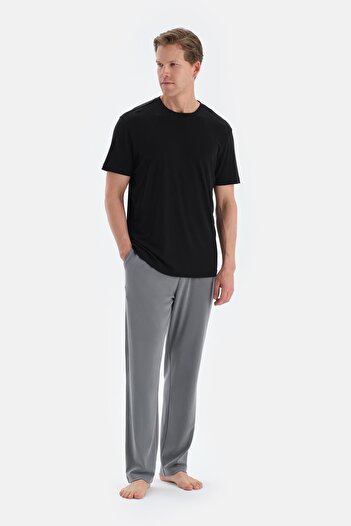 Eros Anthracite Patlet Detailed Straight Leg Trousers