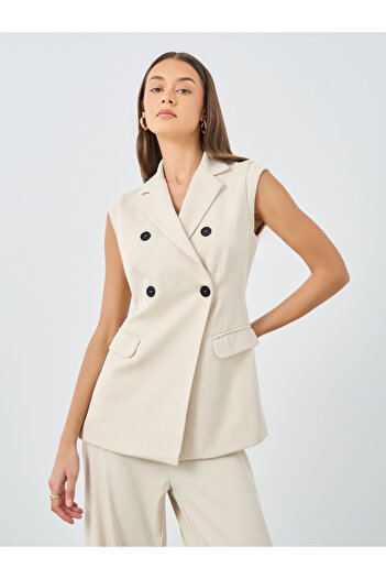 Styli Cream Double Breasted Blazer and Pants Co-Ords