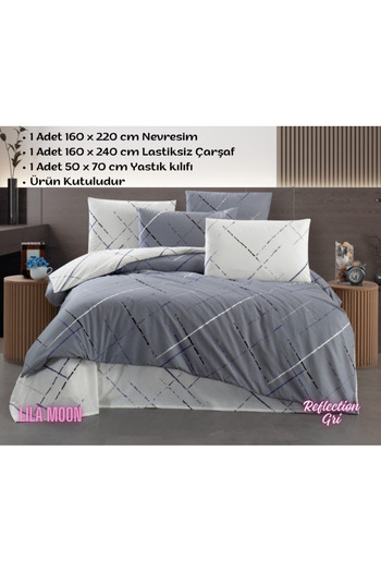 Beğenal Ranforce Light (Reflection Grey) Single Duvet Cover Set