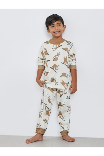 Styli Boys Sloth Graphic Print T-Shirt and Pyjama Set