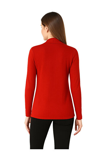 PAUSE By Styli Red Solid Open Front Shrug