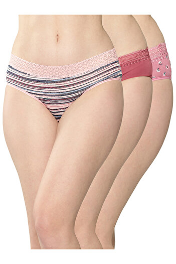 Leading Lady By Styli Pack of 3 - Printed Lace Waistband Bikini