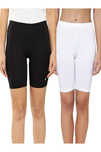 Leading Lady By Styli Pack of 2 - Solid Cotton Blend Shorts