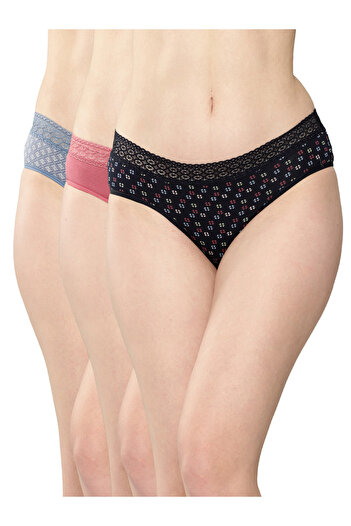 Leading Lady By Styli Pack of 3 - Printed Lace Waistband Bikini