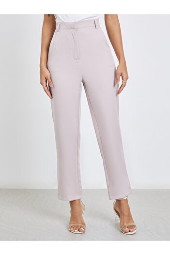 Styli Cream Tailored Skinny Trousers