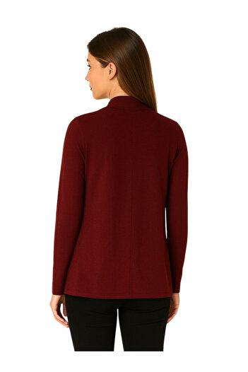 PAUSE By Styli Maroon Solid Open Front Shrug