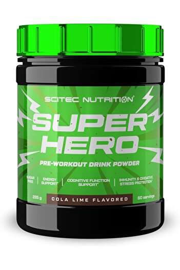 Scitec Nutrition Superhero Sugar-Free Pre-Workout Powder, Cola-Lime Flavor, 285g
