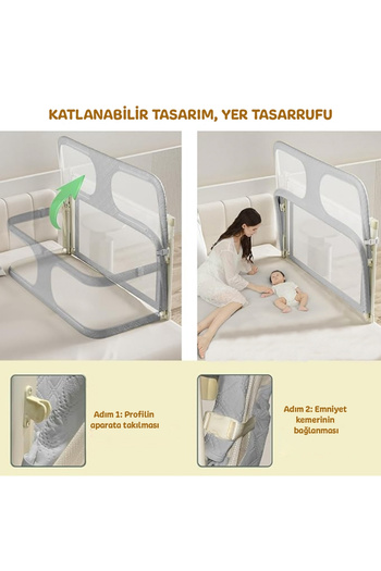 Hoffie 3in1 Folding Baby Safety Barrier, Bed Top Baby Cradle, Protective Sleeping Together, Open and Close