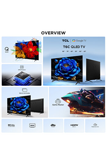 TCL 65T6C 65" 165 Ekran Uydu Alıcılı 4K Ultra HD Smart QLED Google TV