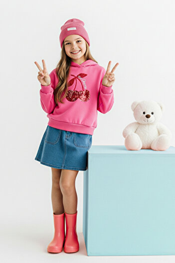 TRENDYOLKIDS Розова блуза с пайети за момичета TKDAW26SW00052
