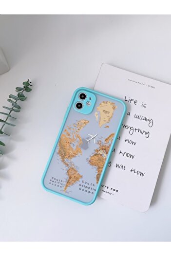 mooodcase Iphone 11 Green Camera Lens Protected Luxury Phone Case with World Map Pattern