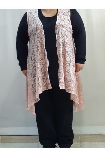 Mertcan Butik Dried Rose Loose Lace Vest